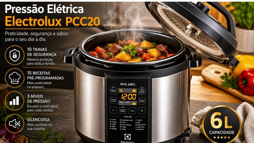 Panela de Pressão Elétrica Electrolux PCC20 inox pret