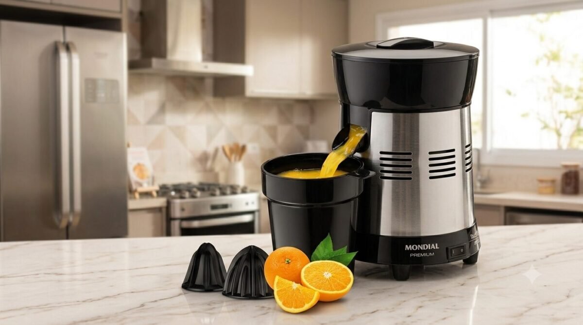 Extrator de Sucos Mondial E-10 vale a pena? Review completo do modelo Turbo Premium 250W preto e inox.
