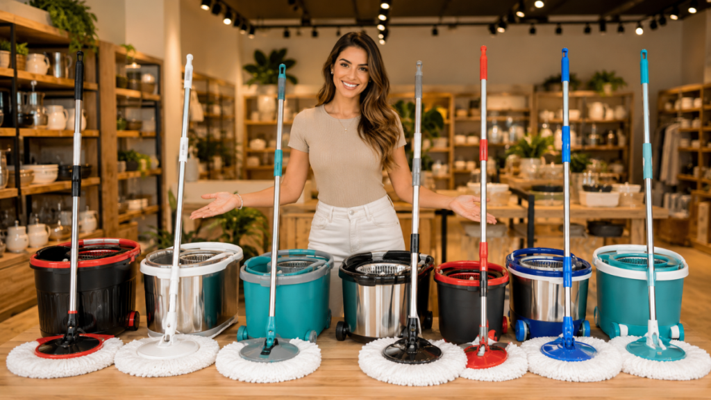 Mop The Black Tools TBBL04 é Bom? Vale a Pena em 2026? Análise Completa 5 Mop The Black Tools TBBL04 sendo usado para limpeza de piso na cozinha