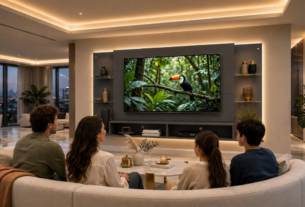 Painel para TV até 65 polegadas em sala moderna